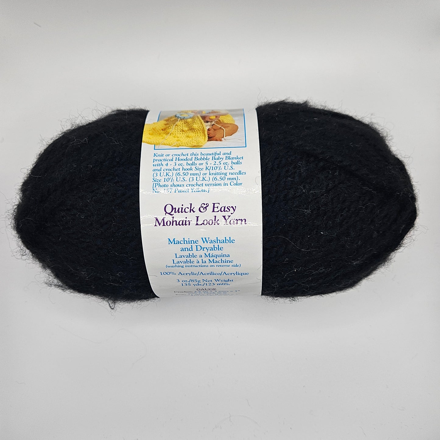 Lion Brand Jiffy Yarn, Black, Quick & Easy Mohair Look, Acrylic