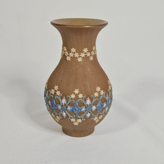Antique Doulton Lambath Silicone ware miniature stoneware vase, 4.75" tall