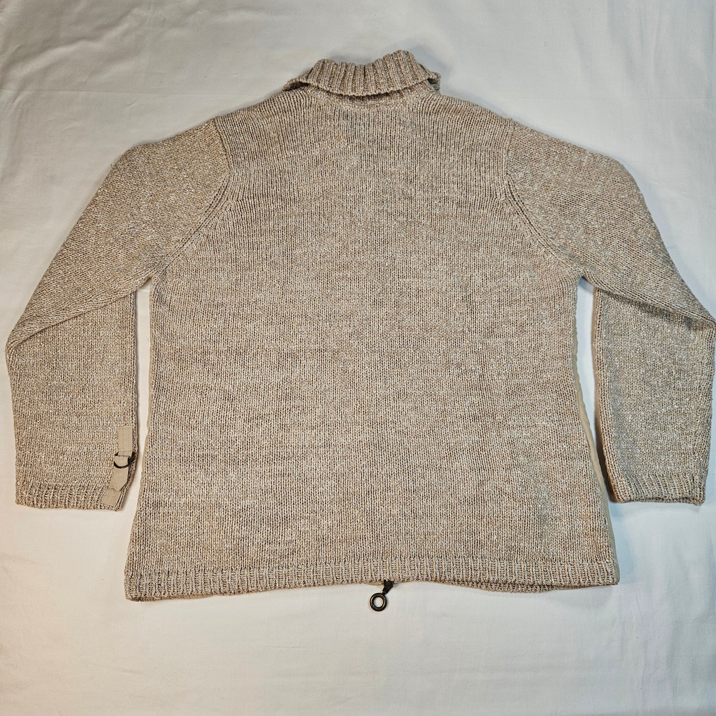 Pierri New York beige-gold zip front cardigan sweater