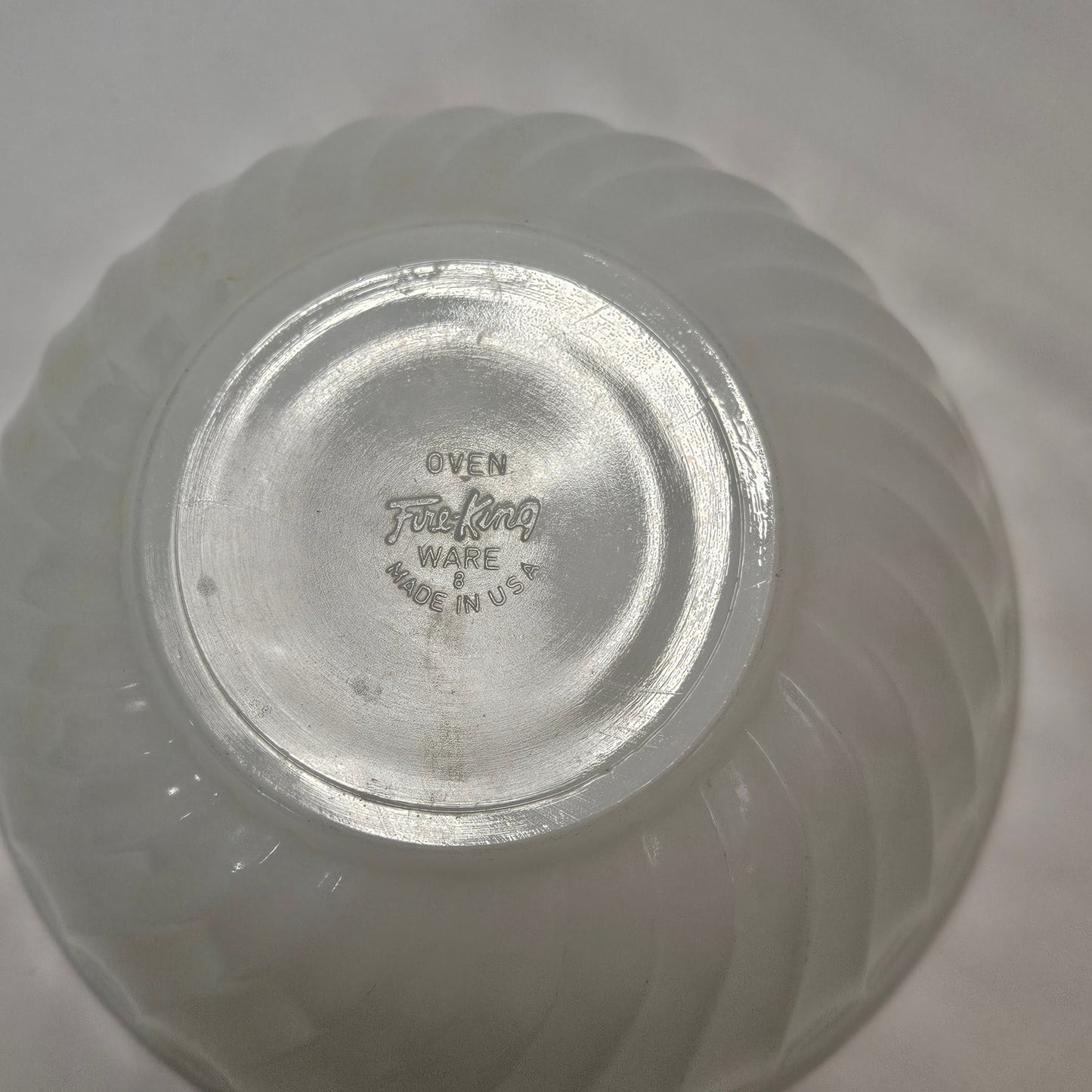 Vintage Fire-King White Swirl 8" mixing bowl