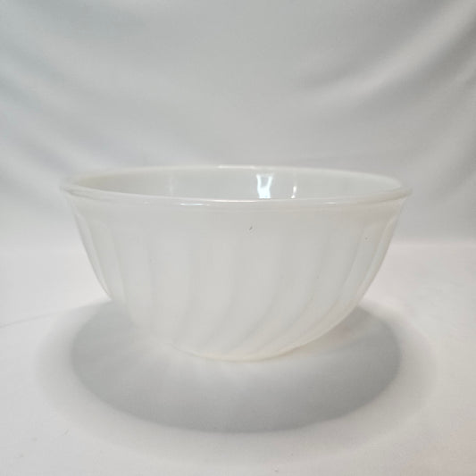 Vintage Fire-King White Swirl 8" mixing bowl