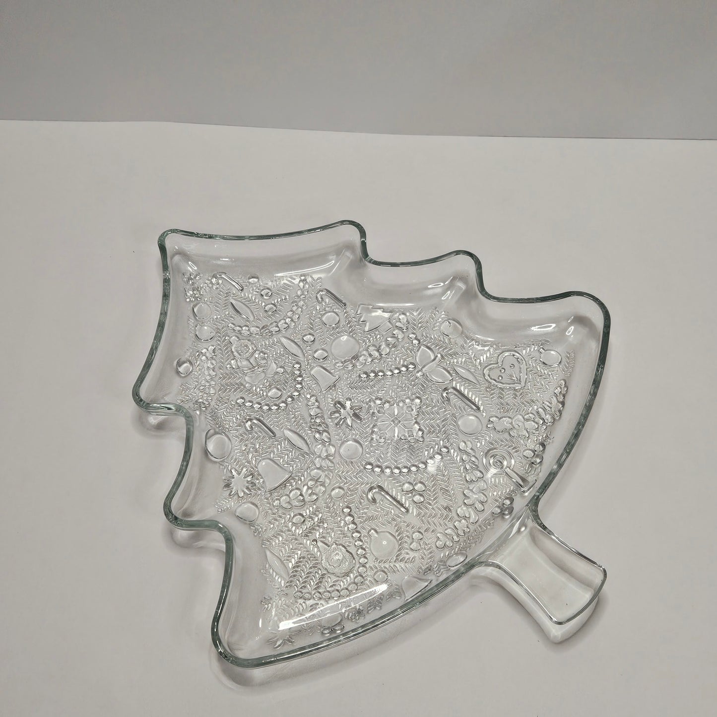 Vintage Indiana Glass Christmas Tree Glass Serving Tray, 12"