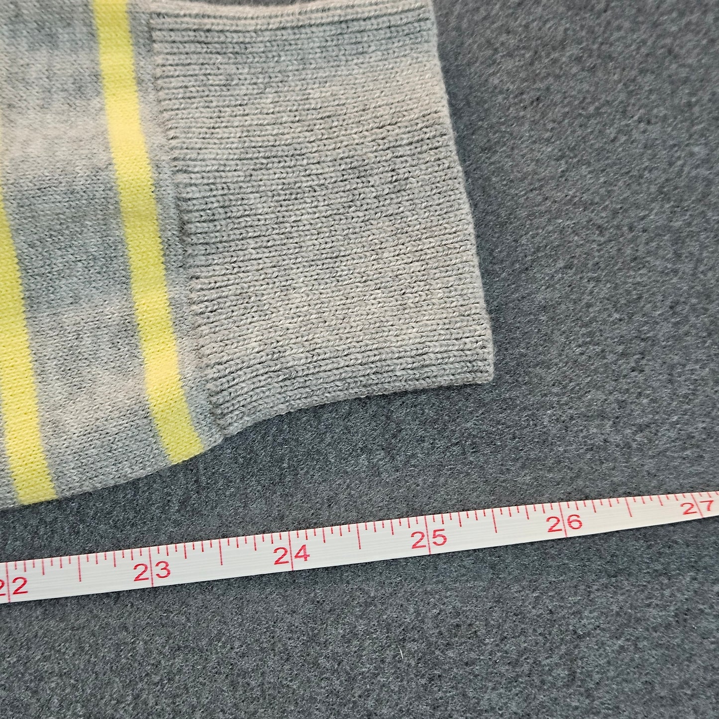 Tommy Hilfiger NWT long-sleeve, v-neck striped sweater, light gray with yellow stripes, medium