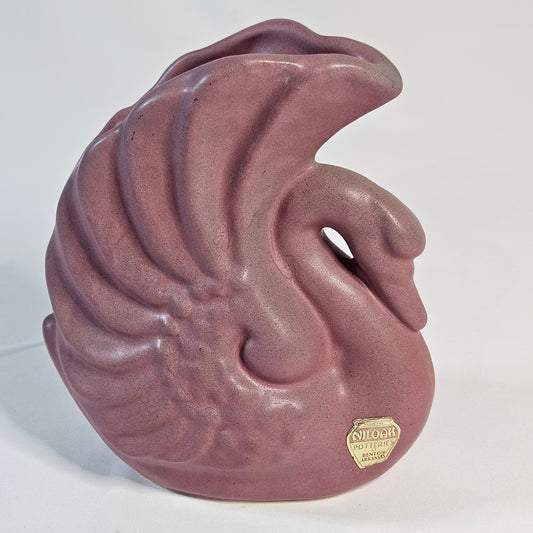 Vintage Niloak Potteries Dusty Pink Swan vase, 1930s