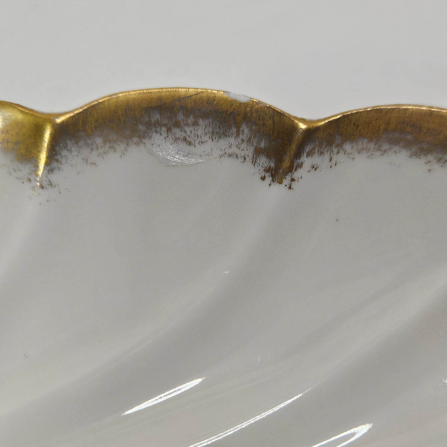 Vintage Limoges France gold rimmed porcelain dish, 8.5" x 5"