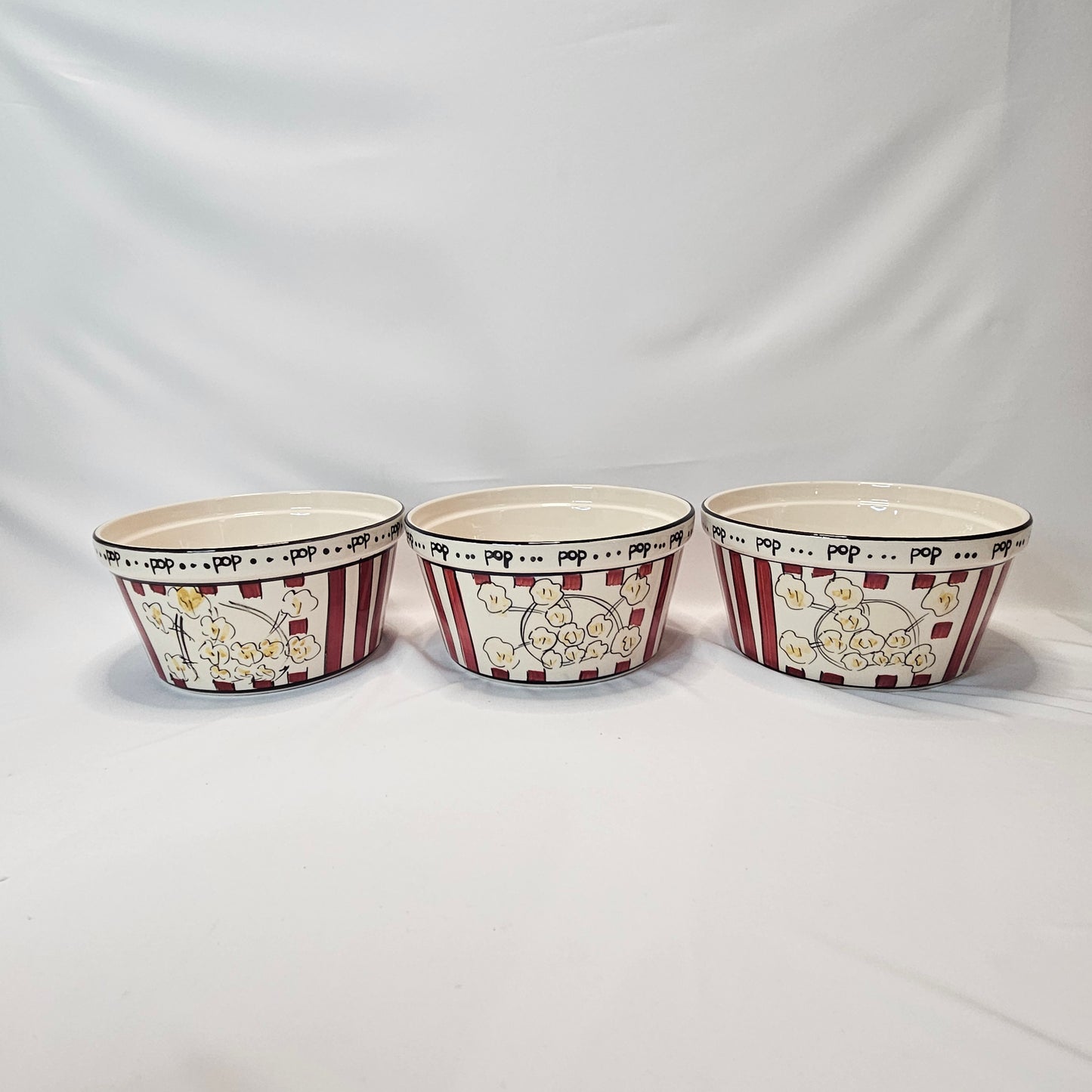 Popcorn Bowl Set, 1 large and 3 small ceramic bowls, Kitchen Prep 101, Tabletops Unlimited