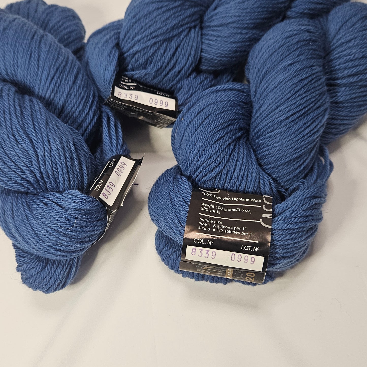 Cascade 220 Peruvian Highland Wool yarn, Color 8339, Marine, Lot of 3 skeins