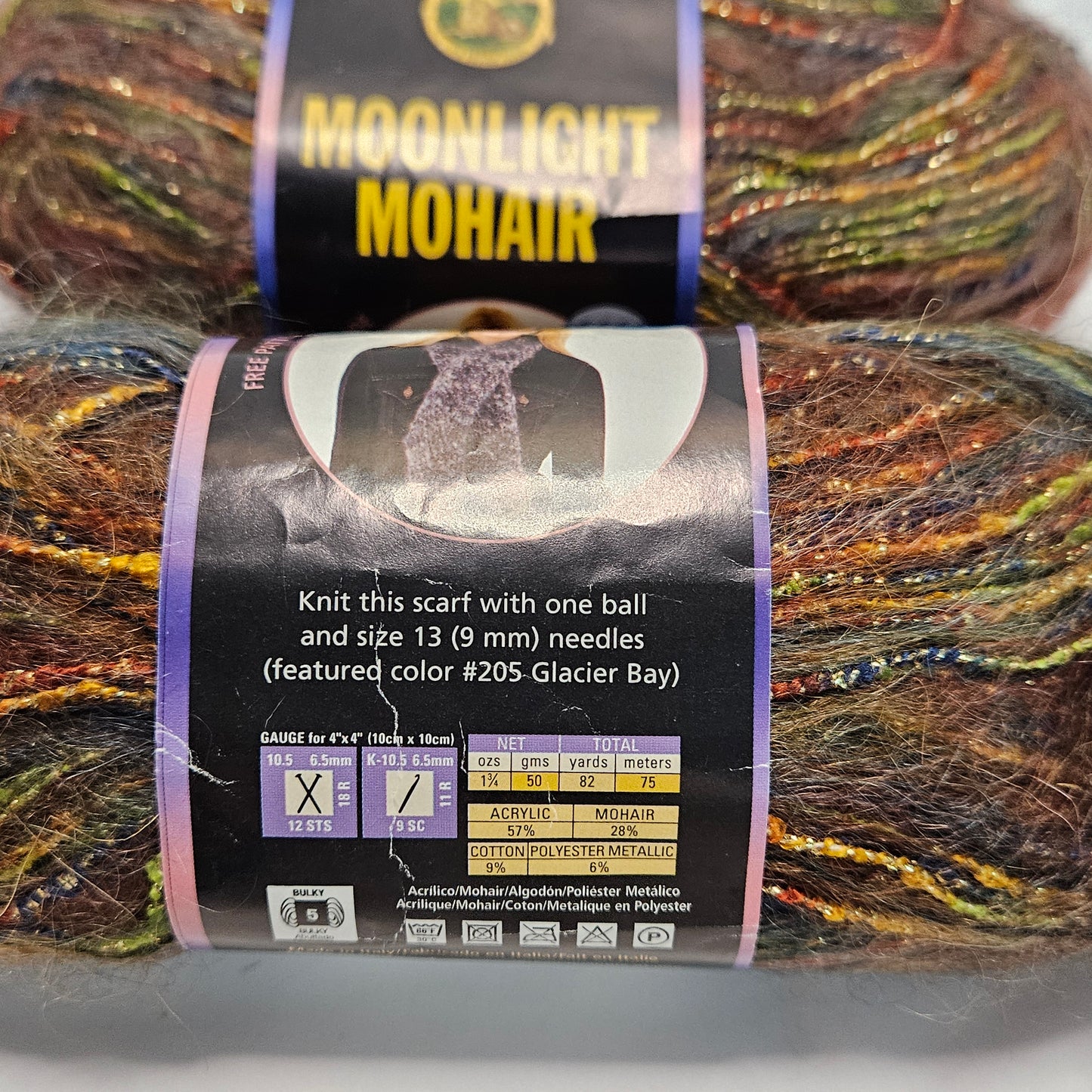 Moonlight Mohair, Lion Brand,various colors, Mohair blend yarn