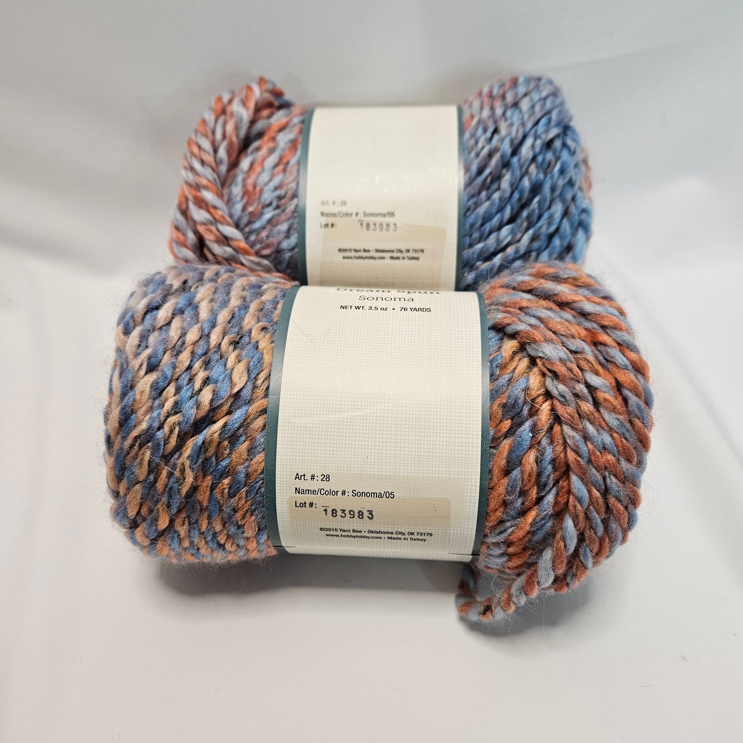 Yarn Bee Dream Spun Acrylic/wool bulky yarn, 2 skeins of color Sonoma