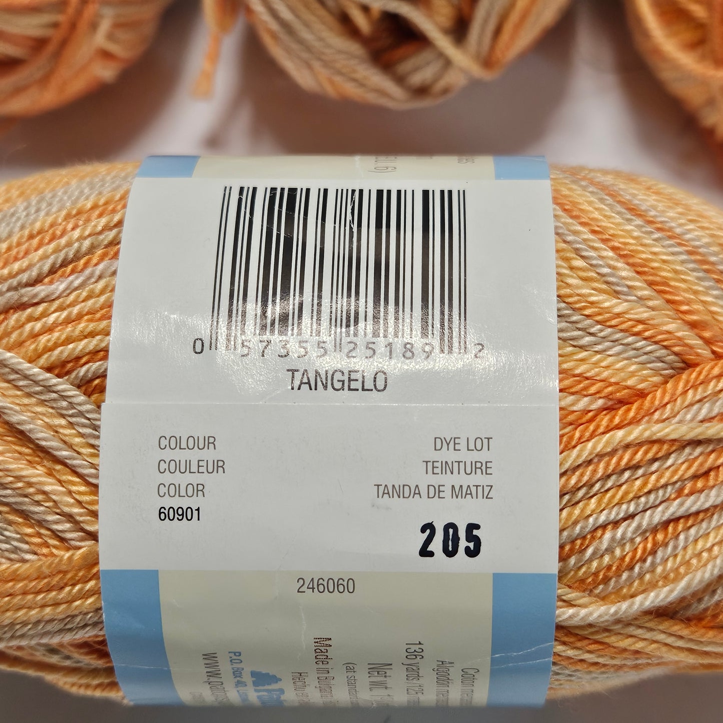 Patons Grace 100% Cotton Yarn,  4 skein lot, color Tangelo
