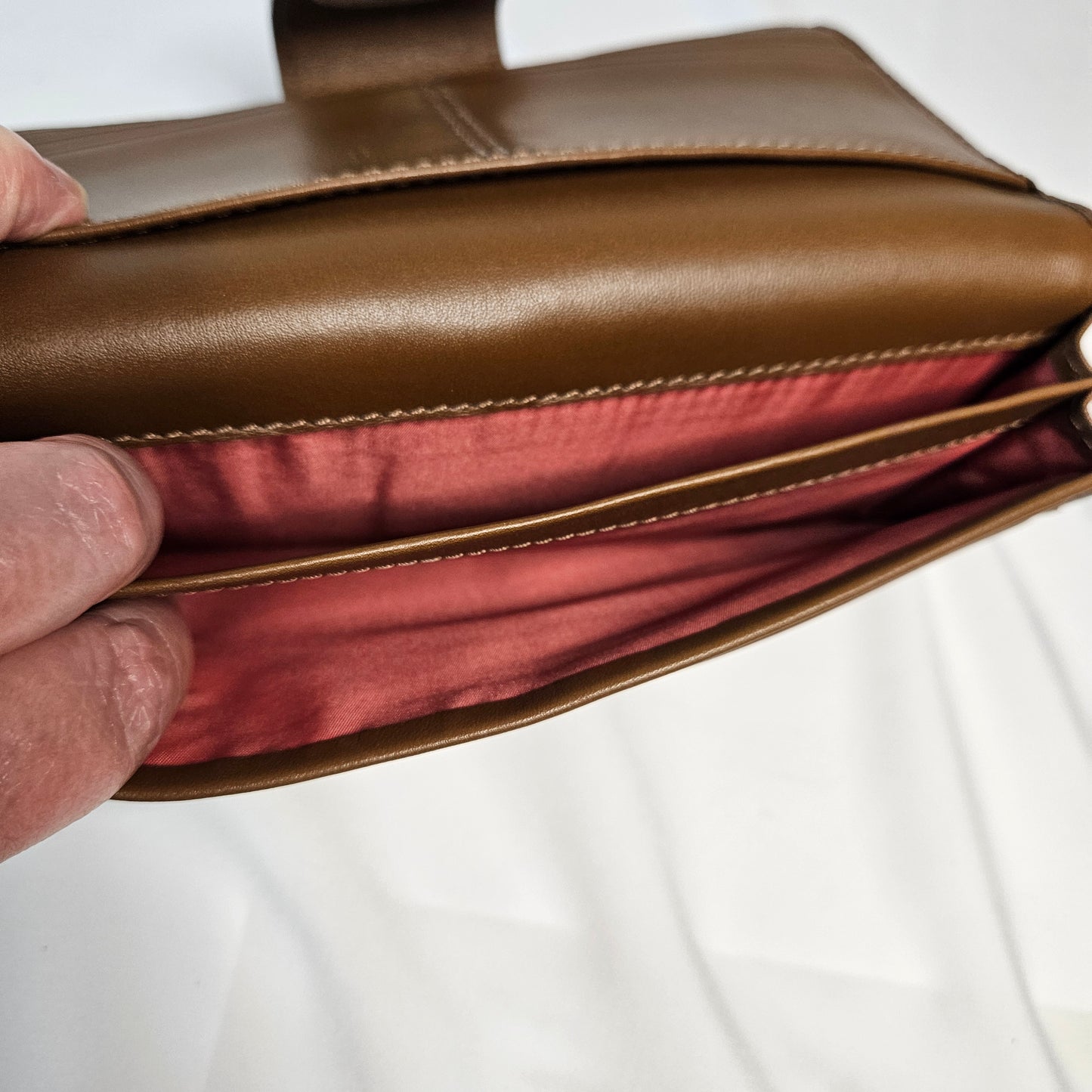 Coach Wallet, Signature C Khaki Brown, Turnlock, Jacquard Leather Trim