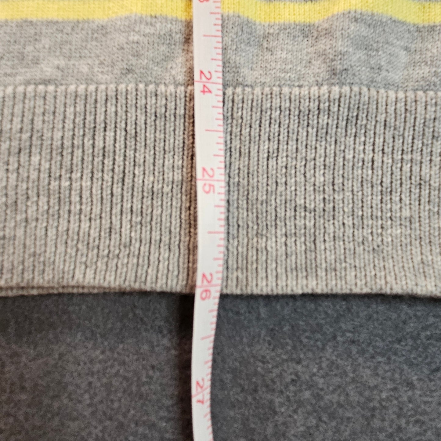 Tommy Hilfiger NWT long-sleeve, v-neck striped sweater, light gray with yellow stripes, medium
