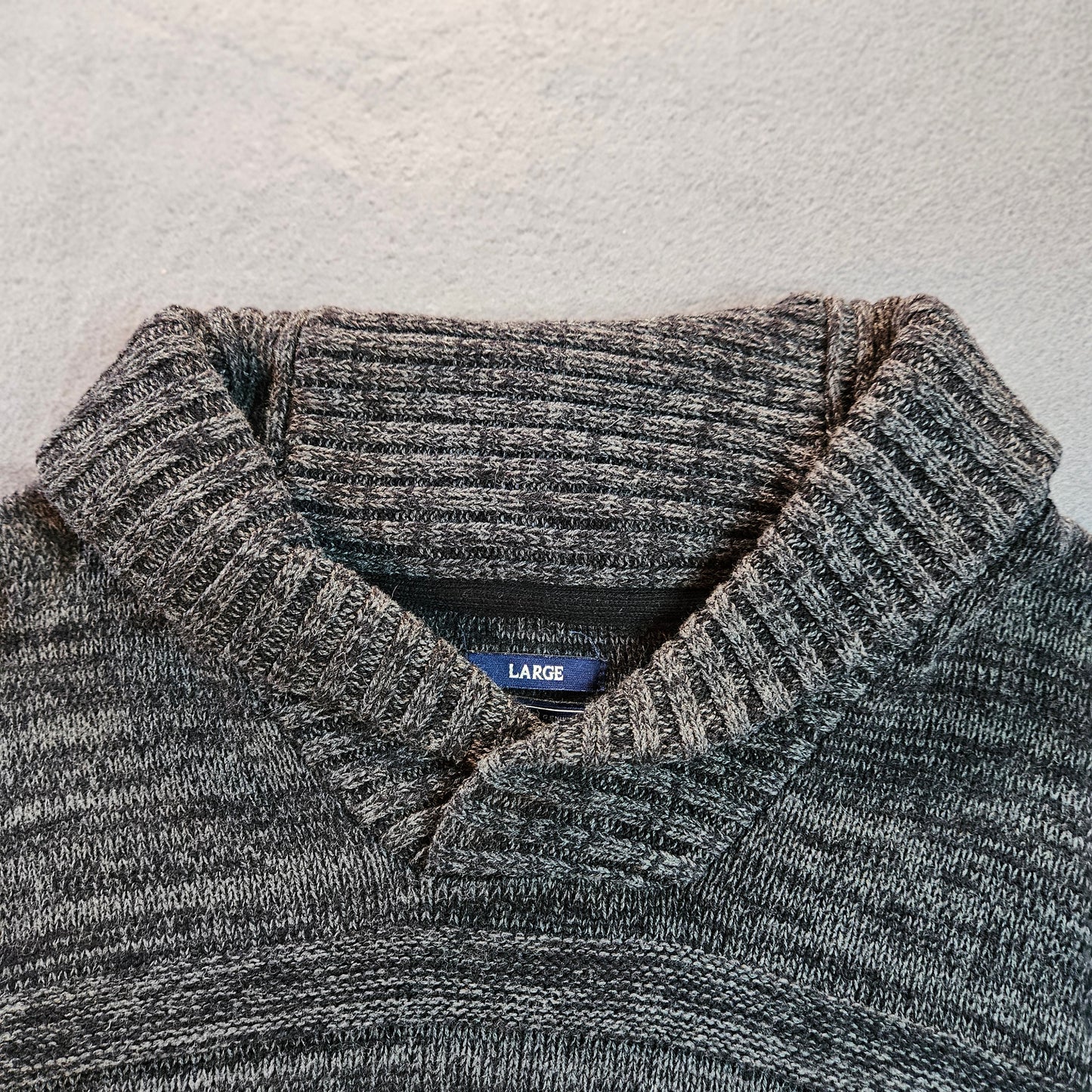 American Rag men's collared cotton sweater, Large, Heathered Grey, long sleeve
