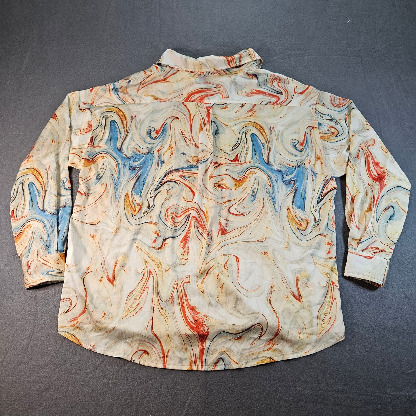 VRG GRL long sleeve button front shirt in marbled pattern, size small