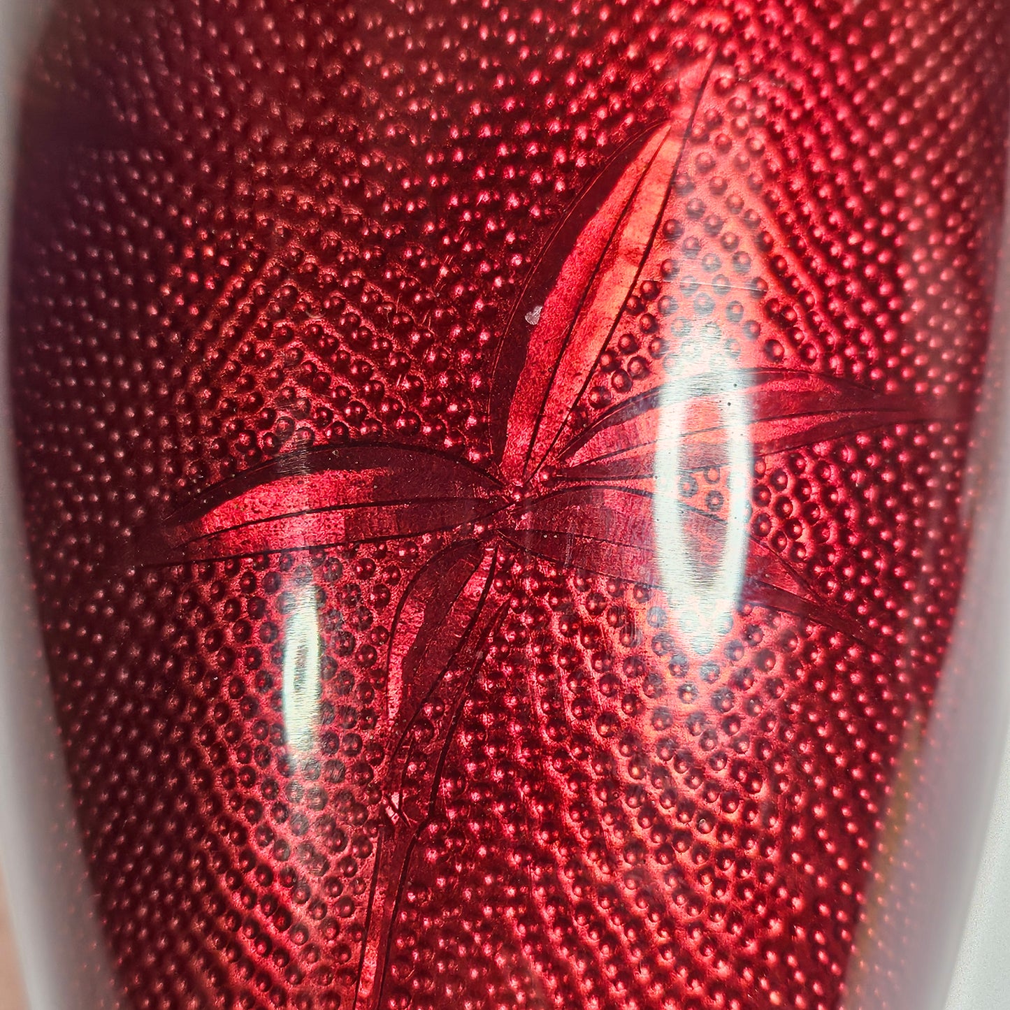 Vintage Japanese ginbari cloisonné vase, pigeon blood red enamel, 7"