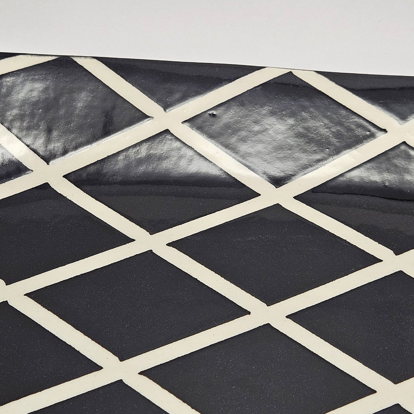 RARE Vintage Dorothy Hafner STATS 17" Platter, 1984, Black Lattice pattern