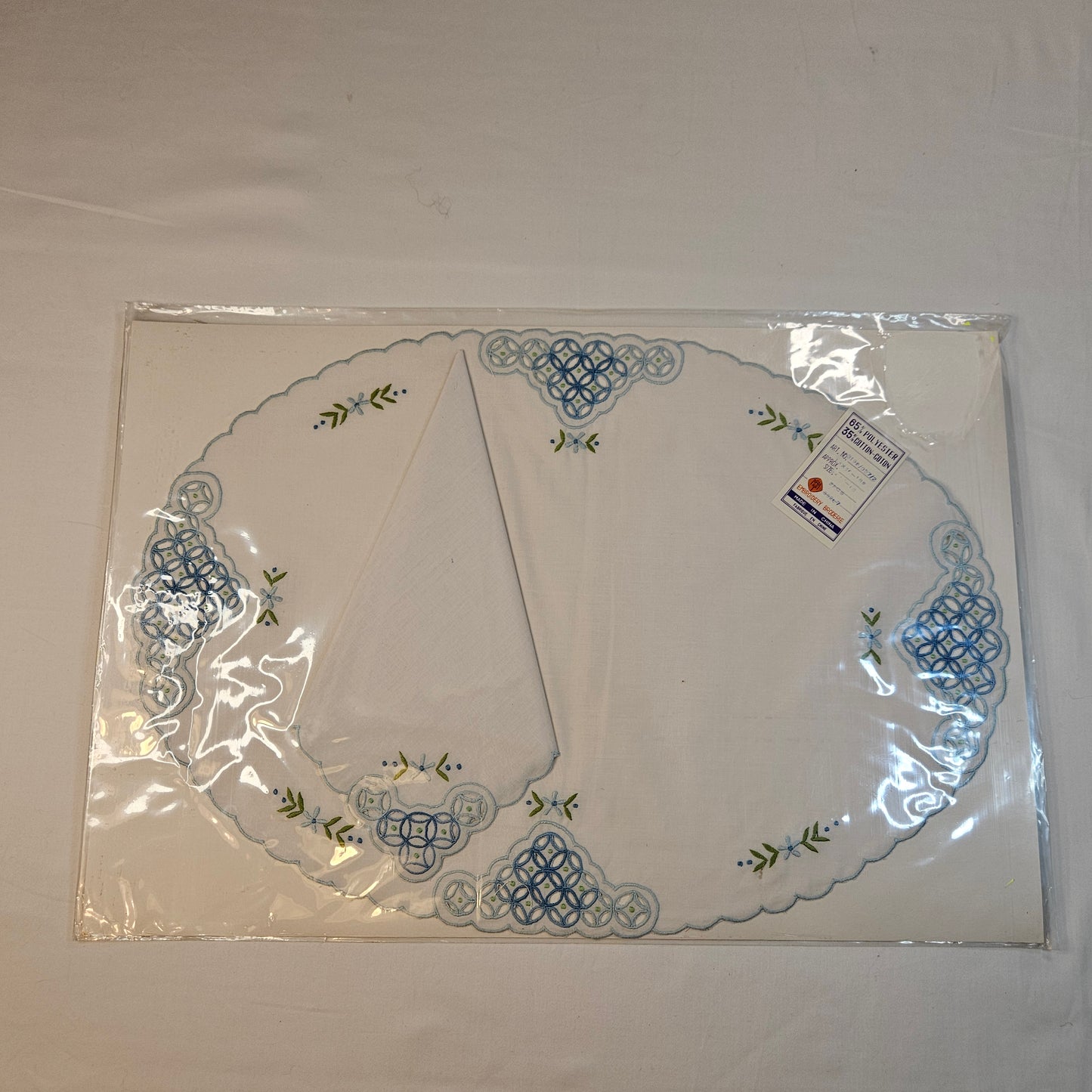 Vintage embroidered placemats and napkins, set of 8, never used