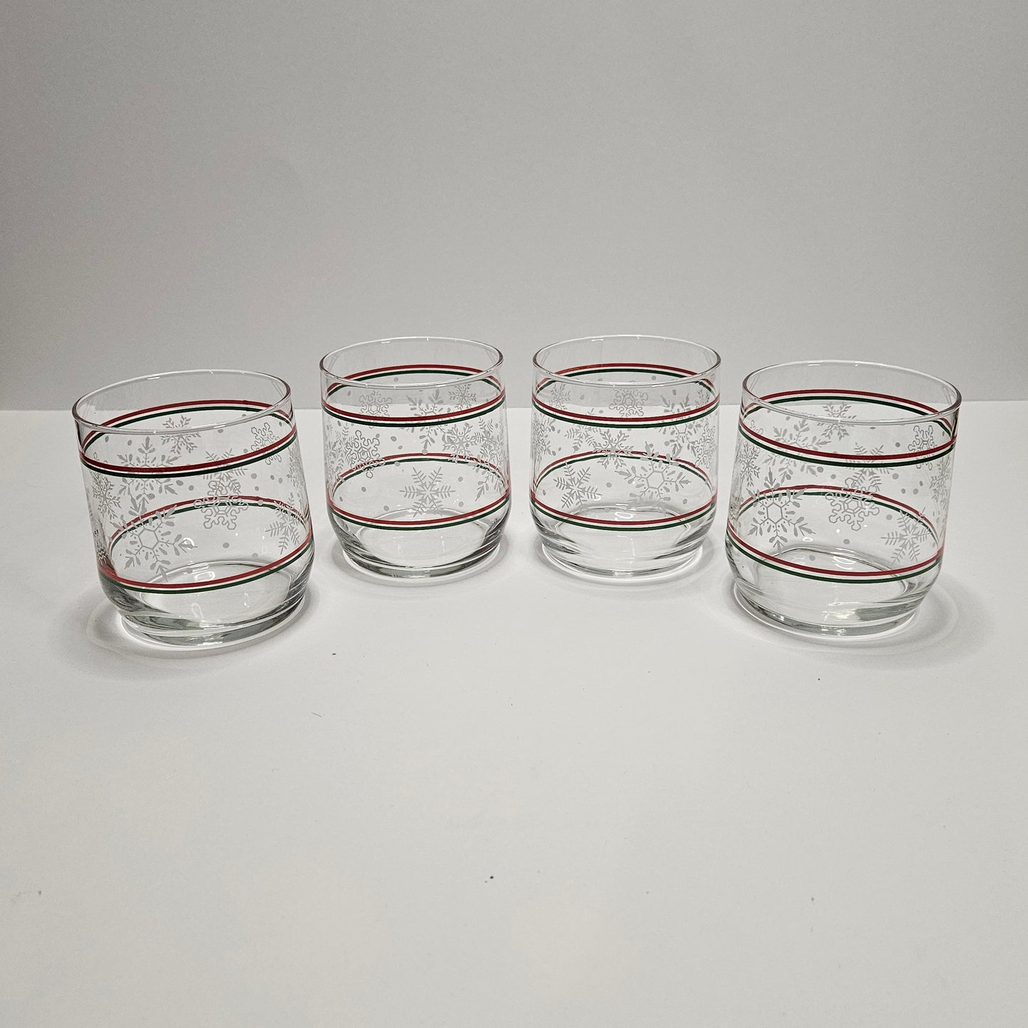 Holiday juice glasses, snowflake design