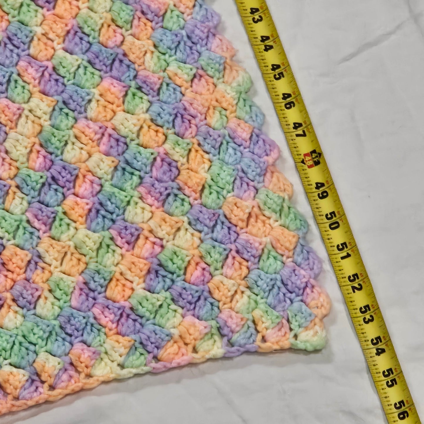 54" x 43" pastel crocheted blanket