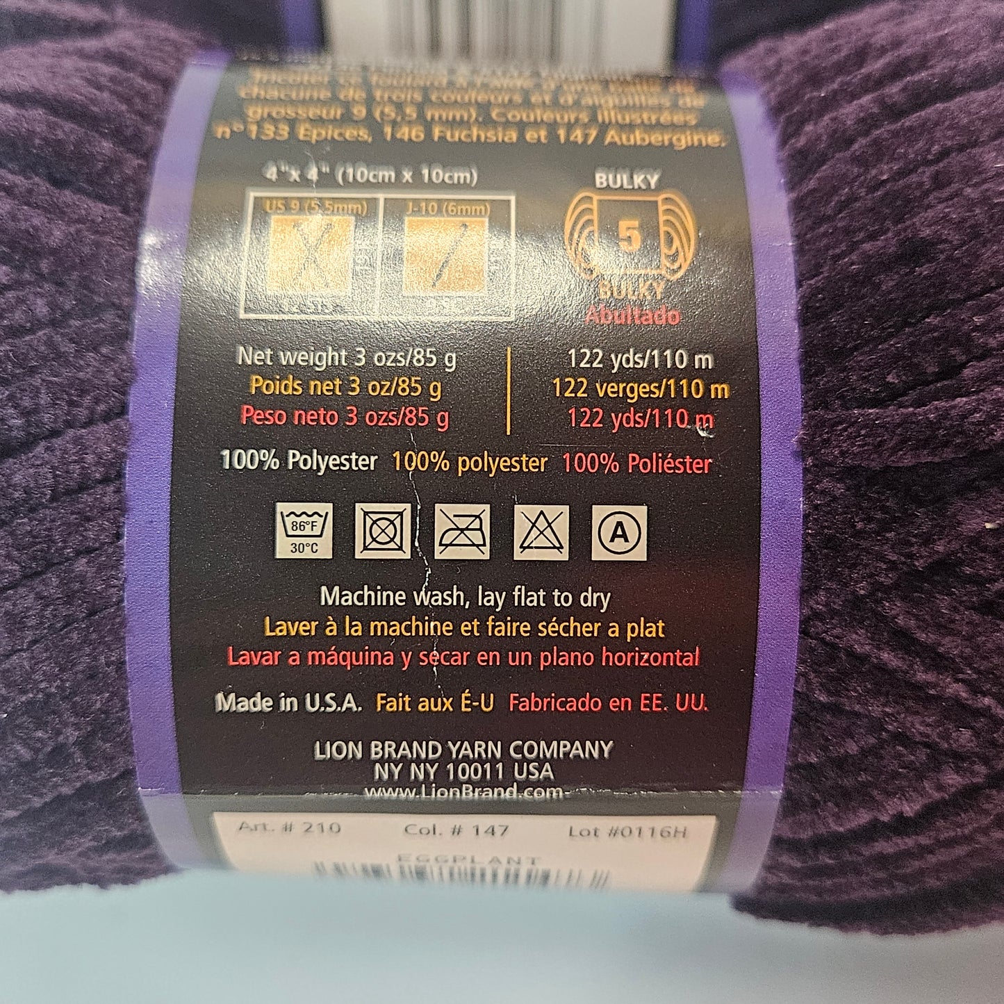 Lion Brand Lion Suede polyester yarn, various colors