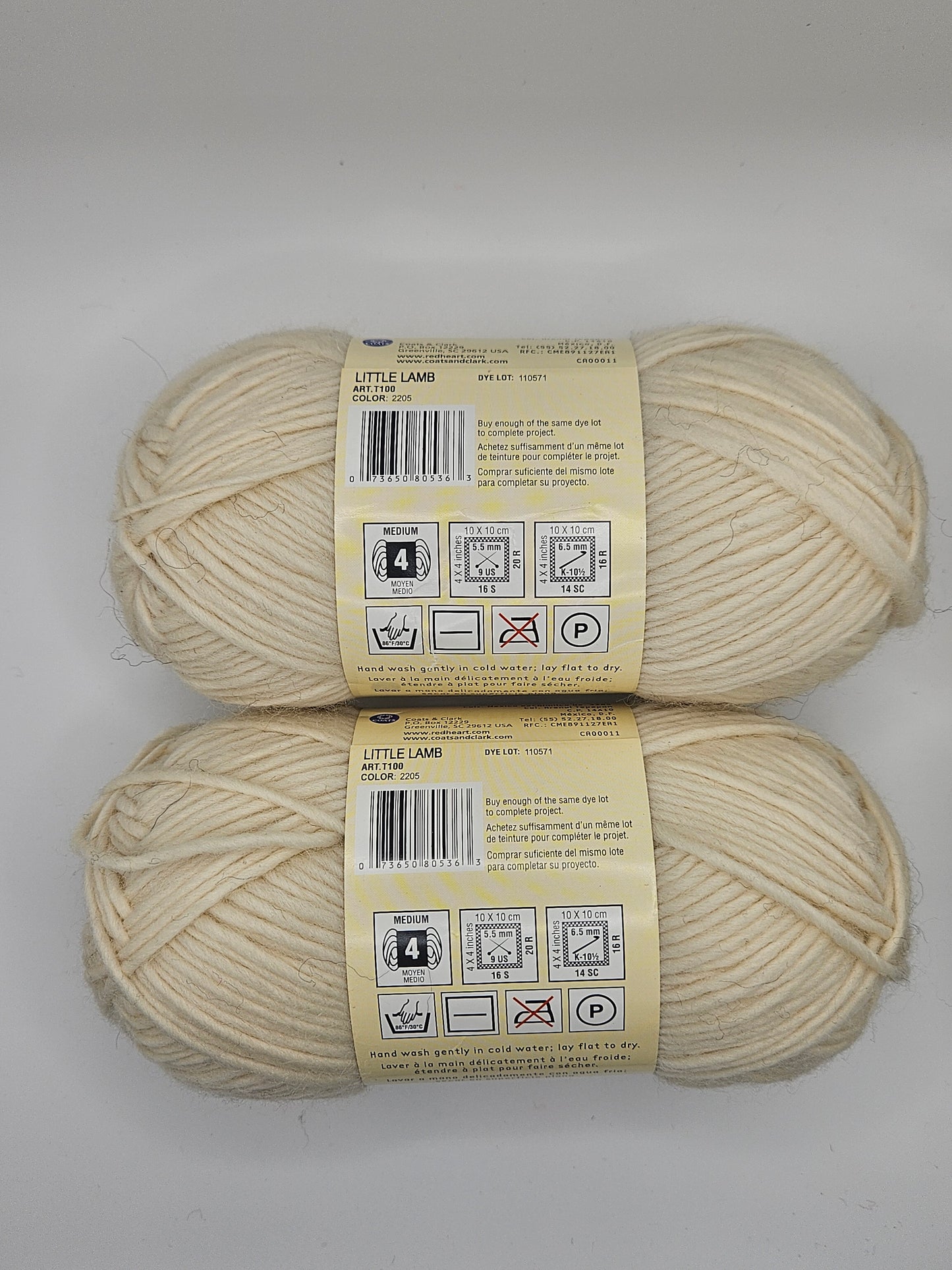 Full O' Sheep Yarn, 2 Skeins, Little Lamb Color 2205, 100% Peruvian Wool