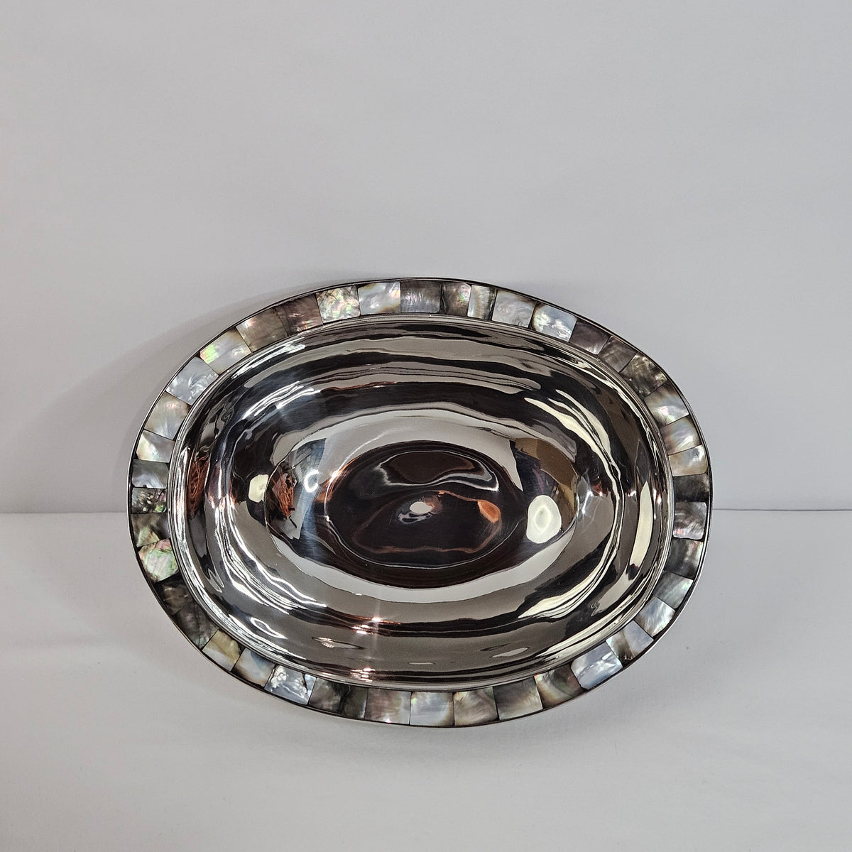 Michael Aram stainless steel bowl with abalone shell accents