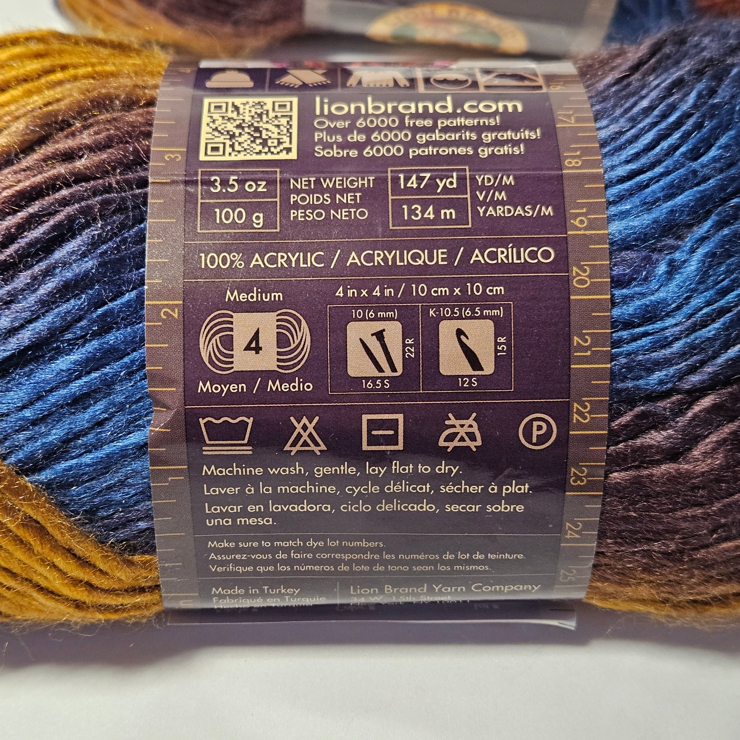 Lion Brand Landscapes acrylic yarn, Mountain Range, 4 skeins, 4 medium