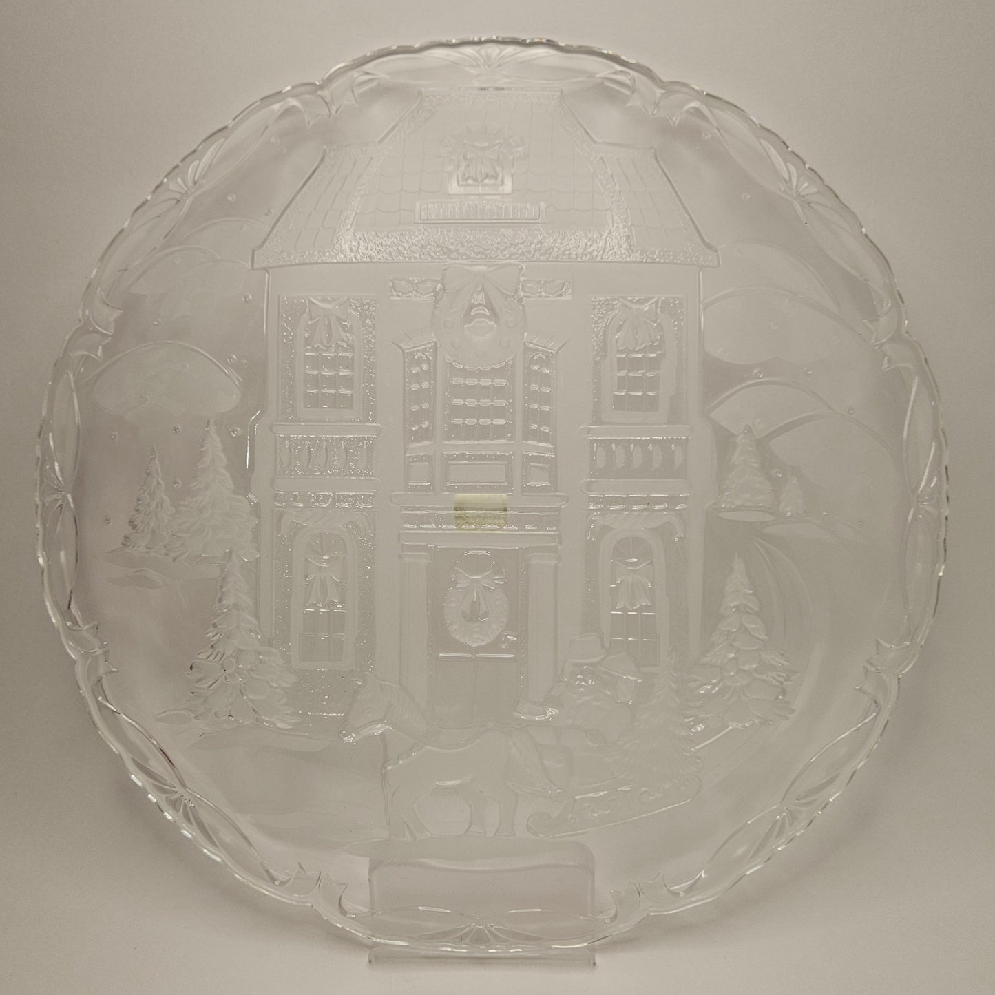 Mikasa Vintage 15" Glass Christmas Holiday Platter In Box, Winter Wonderland