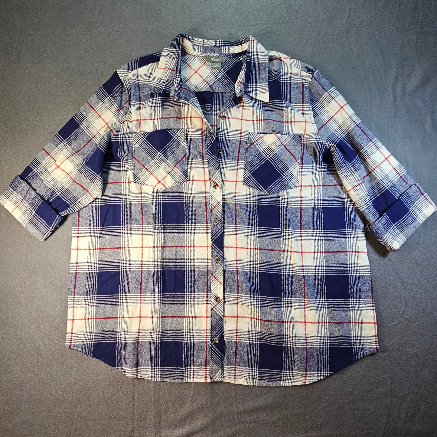 Natural Reflections blue plaid flannel long-sleeve shirt, 1X