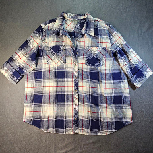 Natural Reflections blue plaid flannel long-sleeve shirt, 1X