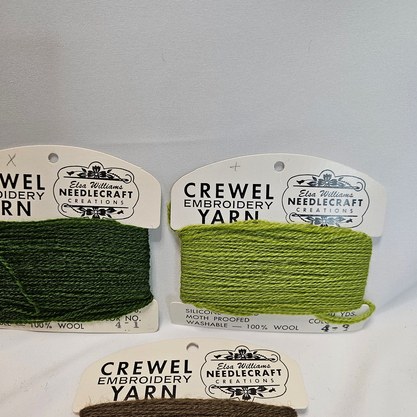 Vintage Crewel Wool Embroidery Yarn, Elsa Williams Needlecraft Collections, lot of 14 cards
