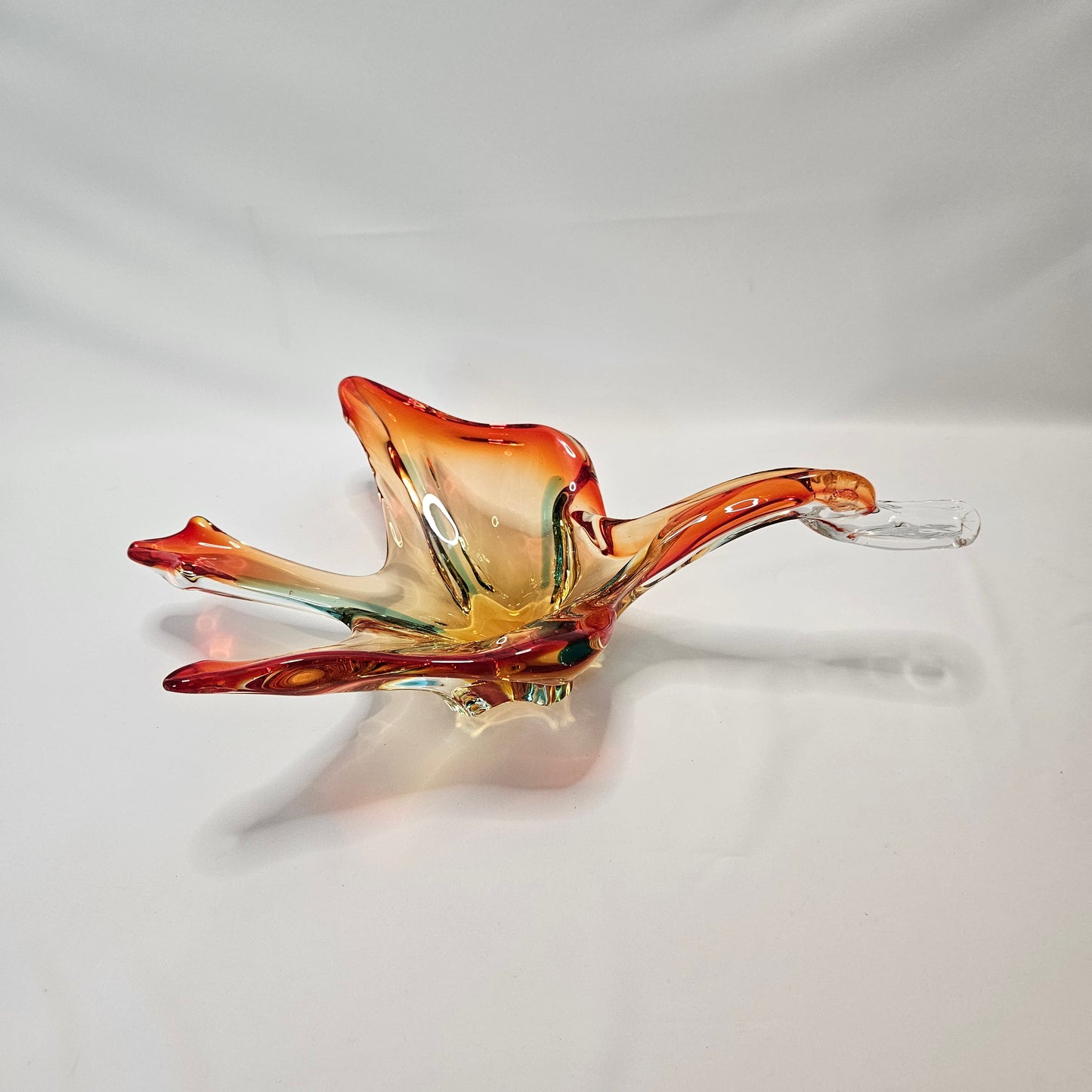 Vintage Murano style blown glass decorative duck, 13" x 8" x 4"