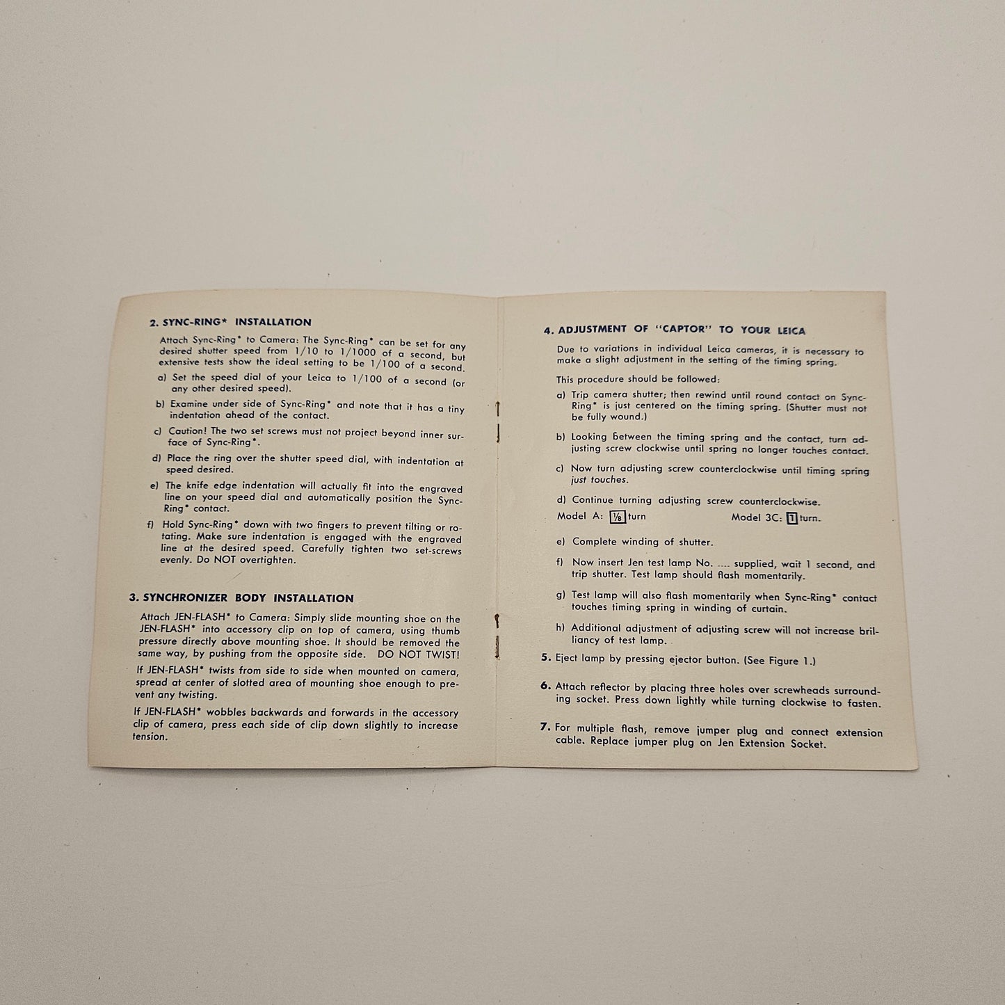 Jen-Flash Type II Captor Model 3F for  Leica IIIF Camera, Not tested