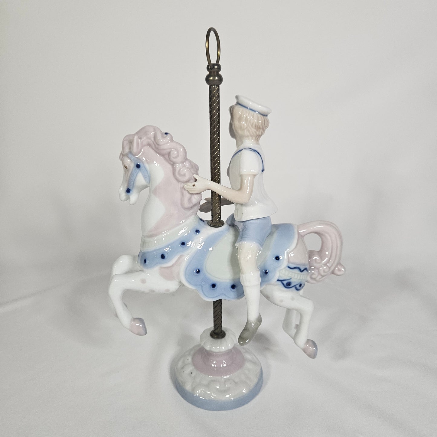Vintage Paul Sebastian Porcelain Carousel Horse with Sailor Boy, 1990, Collectible Figurine
