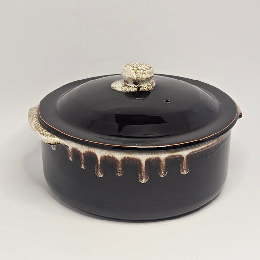 Vintage PFALTZGRAFF Brown Drip Ovenproof Casserole Dish with Lid ~ 8" D x 5" H