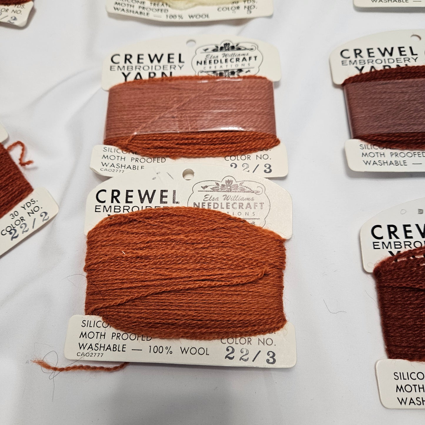 Vintage Crewel Wool Embroidery Yarn, Elsa Williams Needlecraft Collections, lot of 14 cards
