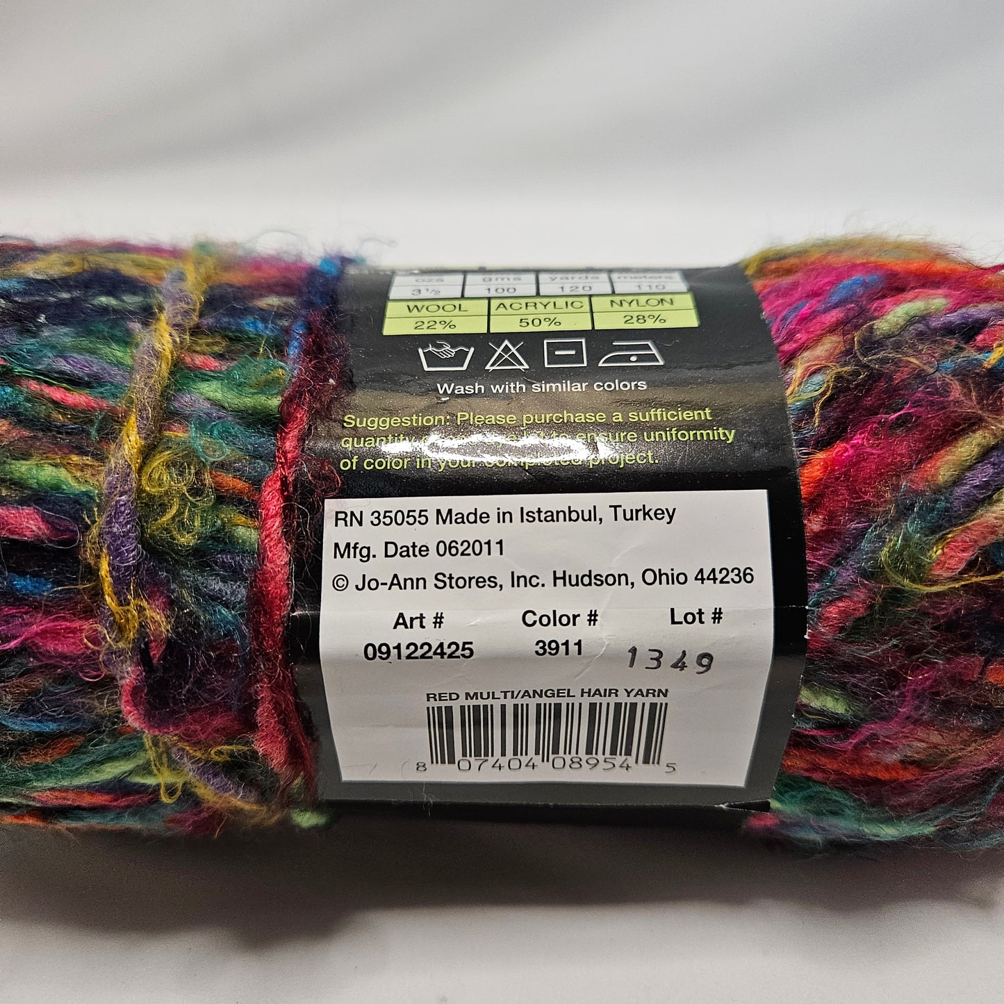 Sensations Angel Hair bulky yarn, Red Multi color