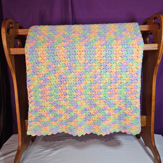 54" x 43" pastel crocheted blanket