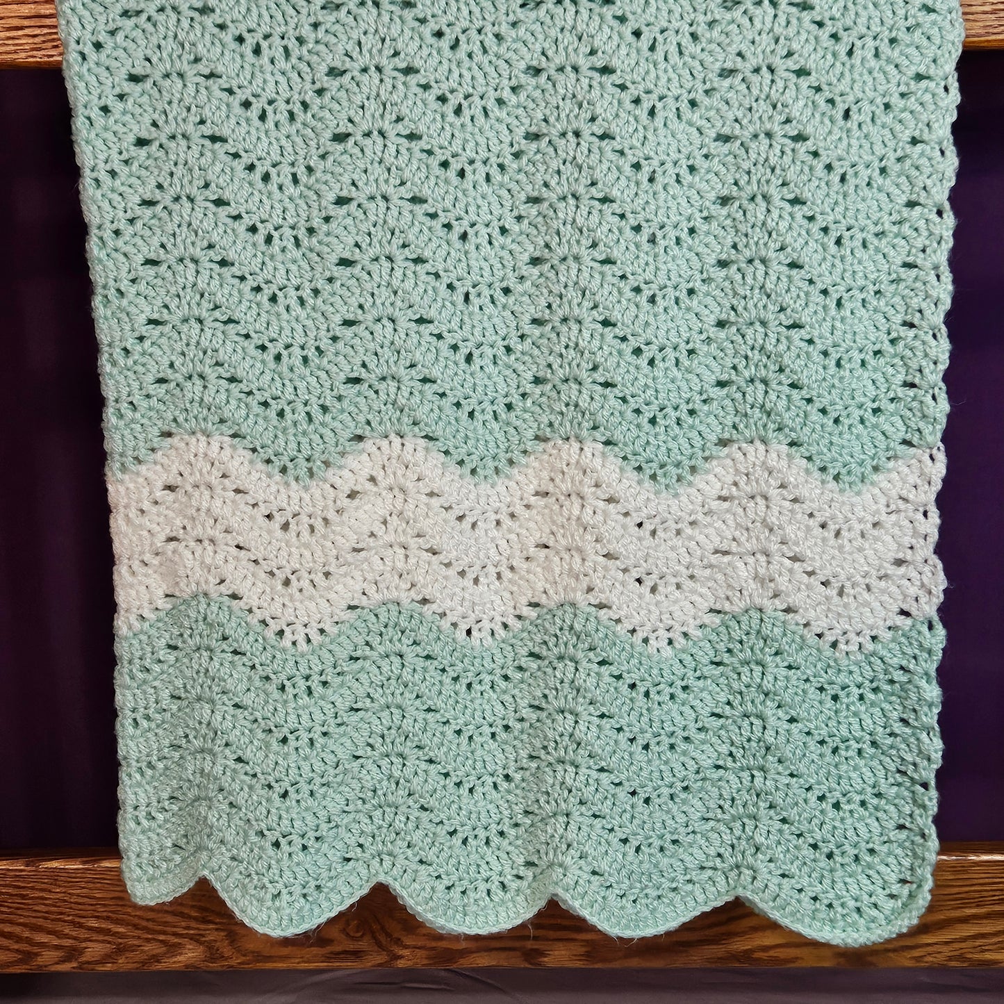 30" x 40" pastel green crochet blanket