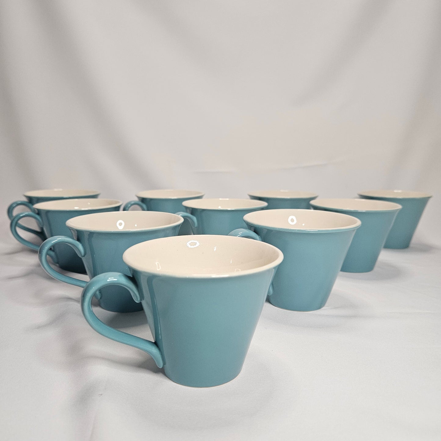 Vintage blue ceramic coffee cups, set of 10 cups