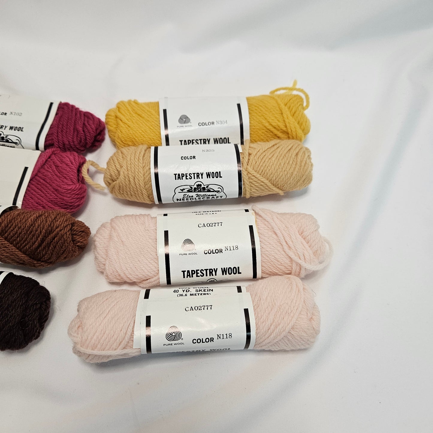 Vintage Tapestry Wool Yarn, Elsa Williams Needlecraft Collections, lot of 8 skeins