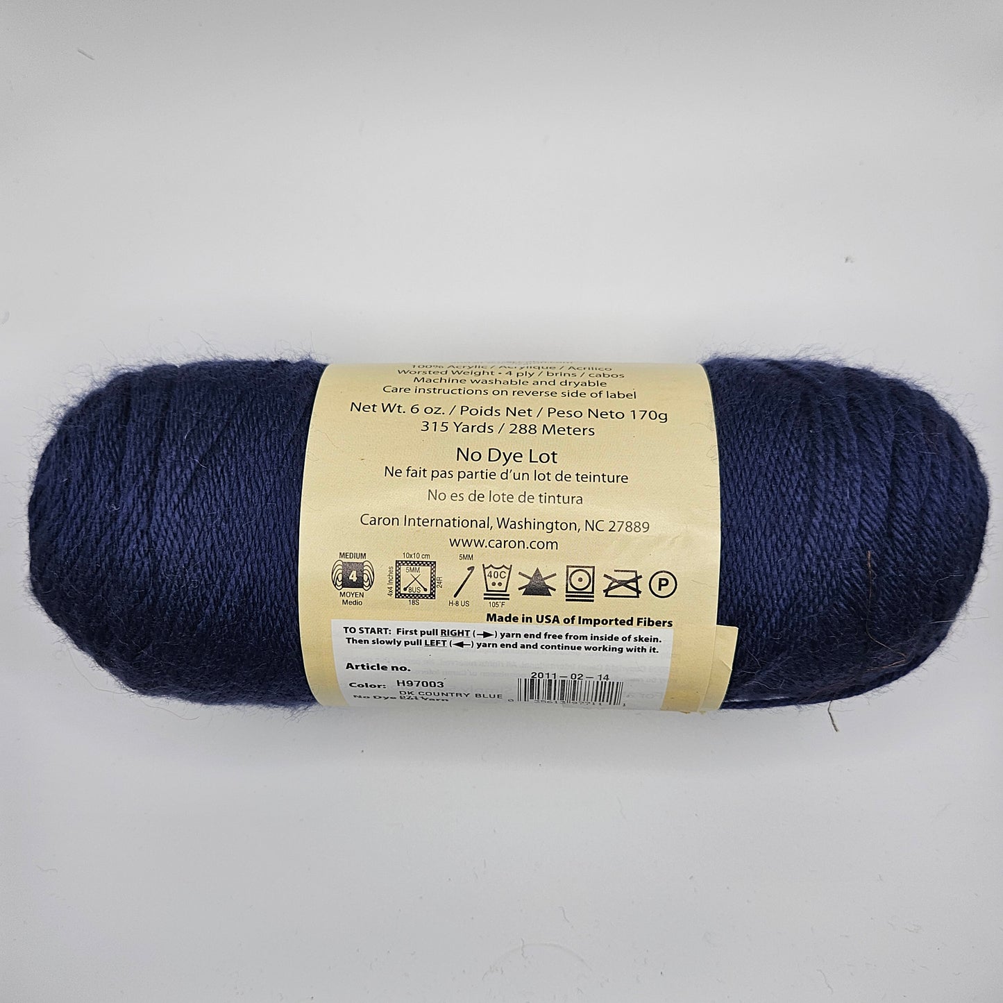 Caron Simply Soft Acrylic Yarn #9711 Dark Country Blue, Medium weight yarn