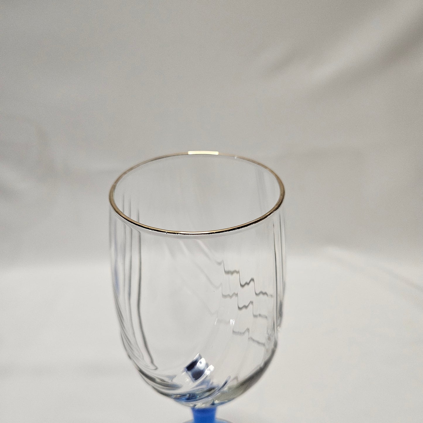 Lenox Gold Rim Cobalt Blue Stem Wine Glasses, 8" tall, Set of 7