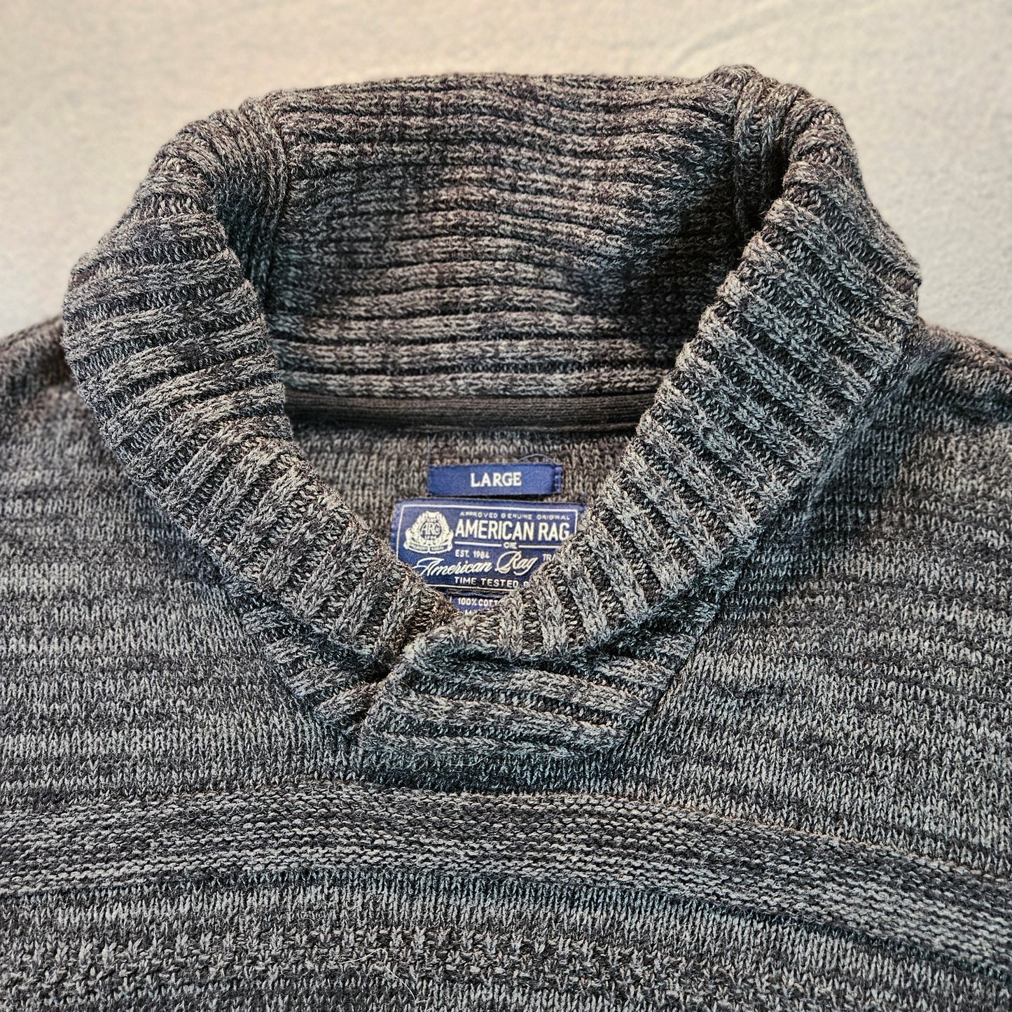 American Rag men's collared cotton sweater, Large, Heathered Grey, long sleeve