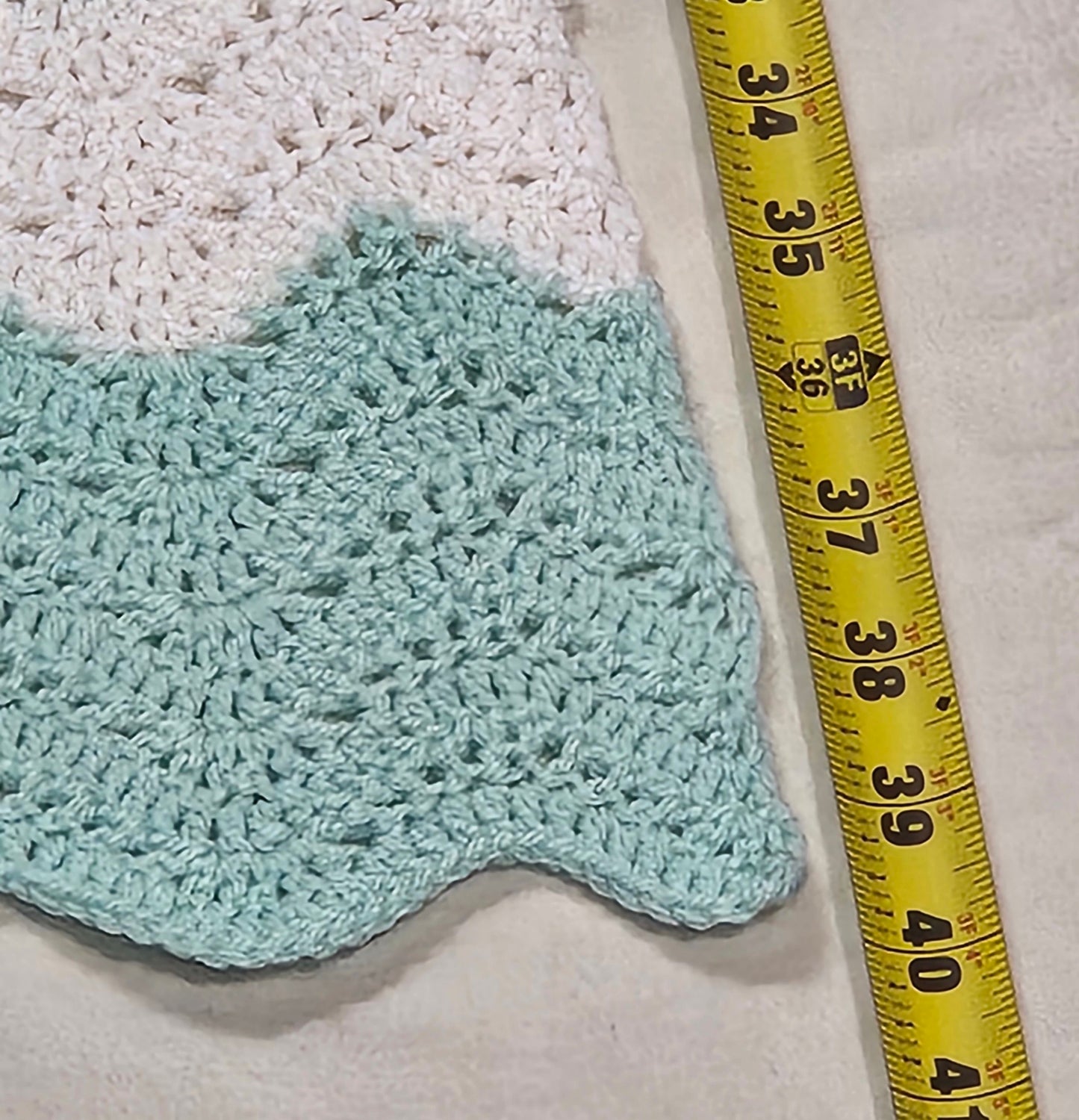 30" x 40" pastel green crochet blanket
