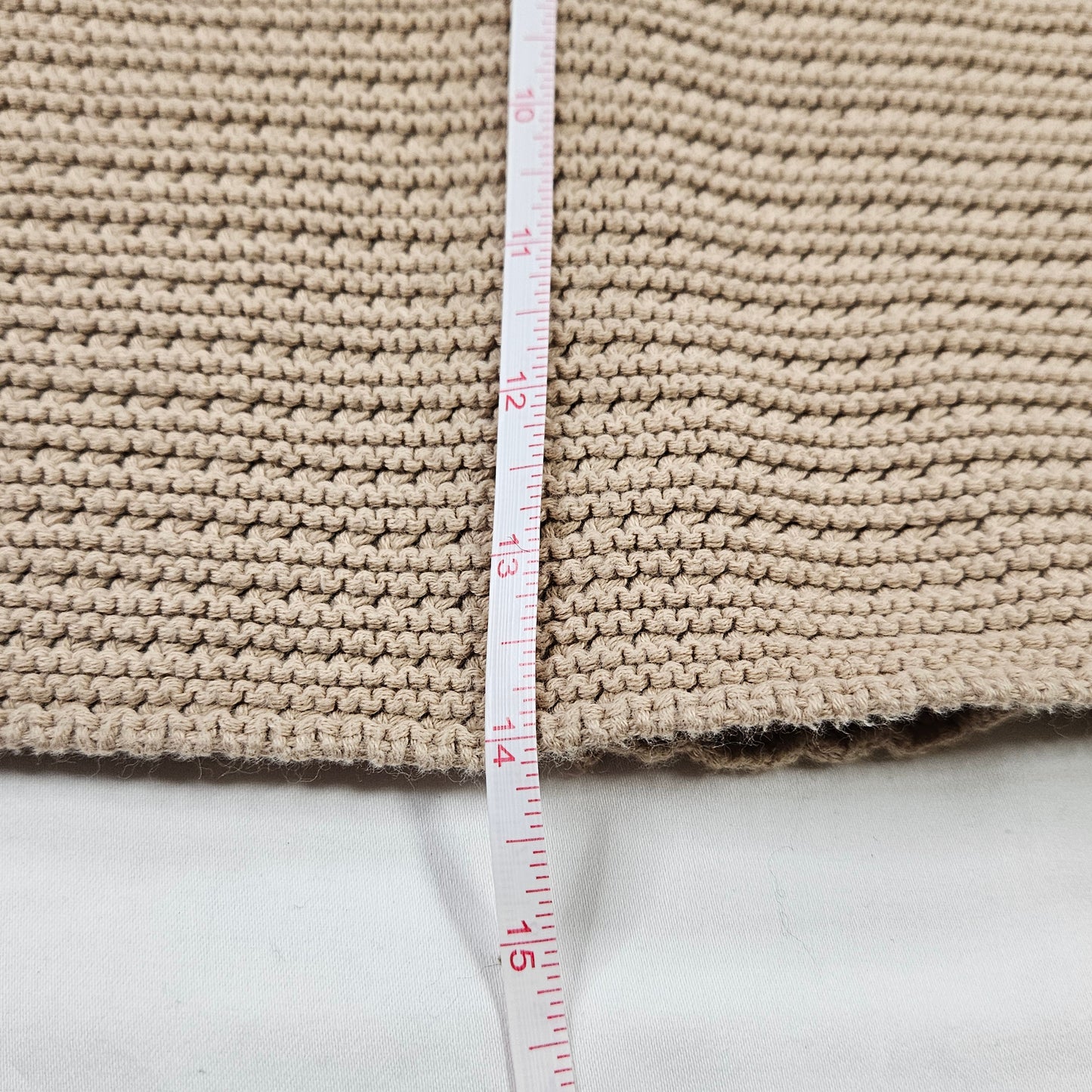 CAbi Beige knit shrug, 100% cotton with fabric rosettes, Medium