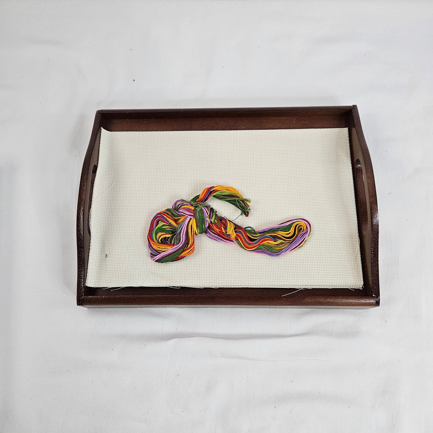 Creative Cirlce Cross Stitch Kit, Wooden serving tray with oval design