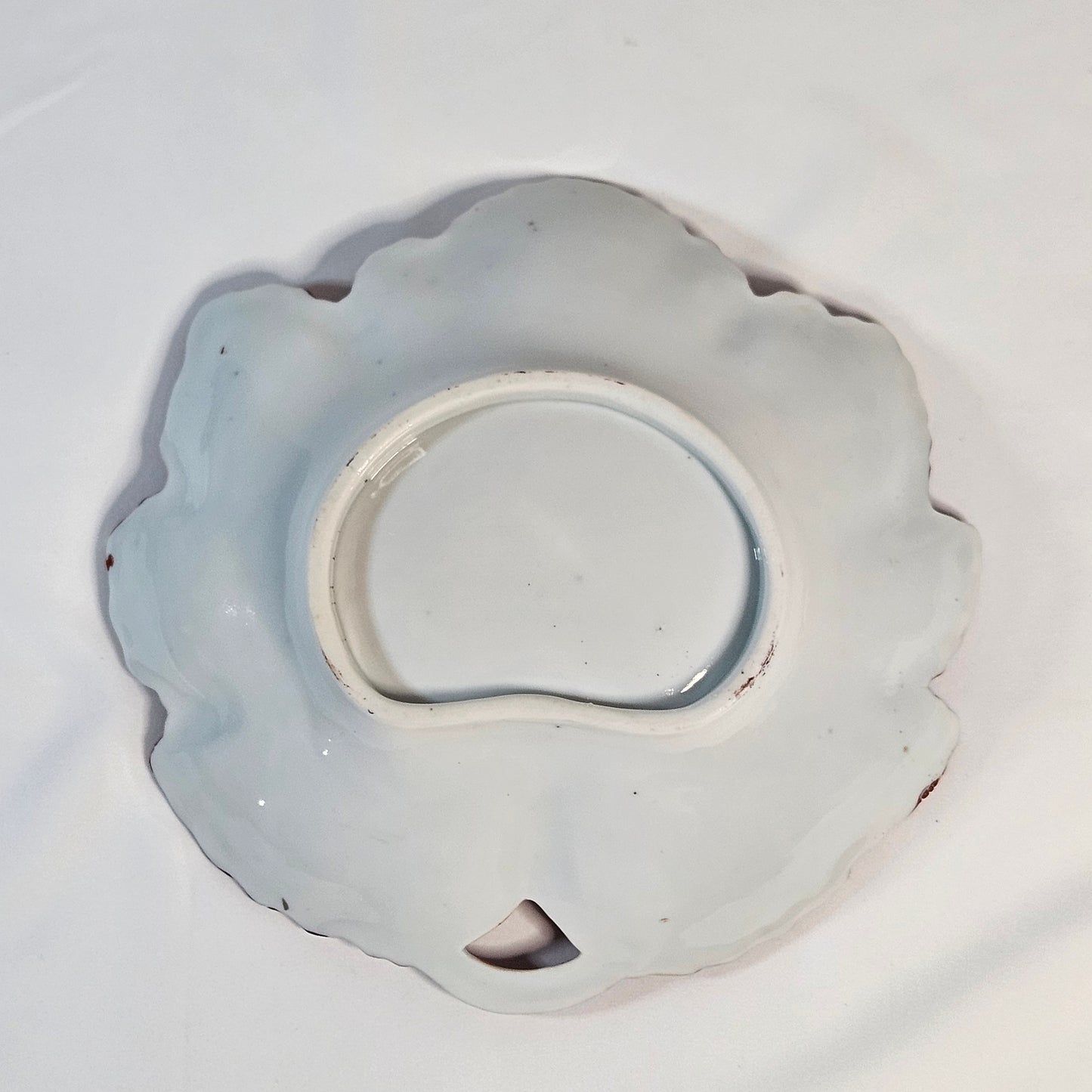 Geisha girl vintage hand painted plate, leaf shaped