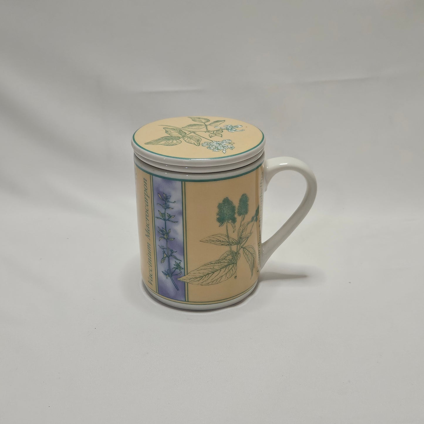 Danesco Ceramic Mug with Tea Infuser, Herbal plant designs