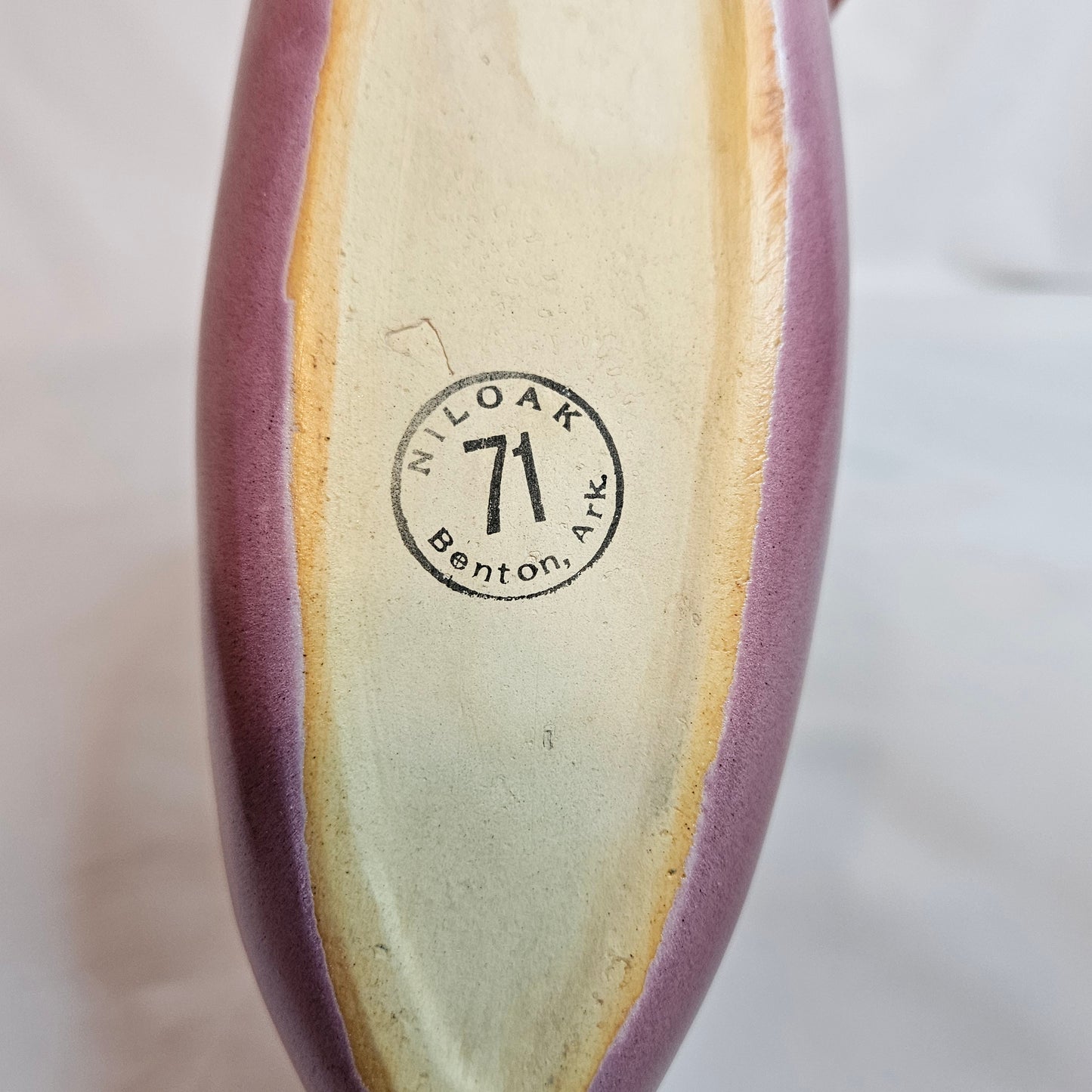 Niloak Pottery vintage Indian Canoe, color Ozark Dawn II, 11 inches long